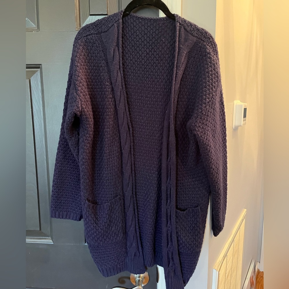 Navy blue knit cardigan